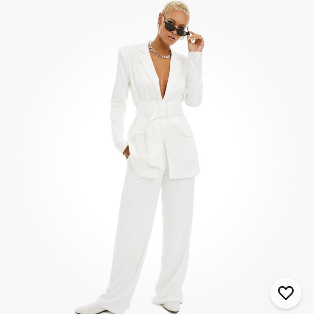 Danielle Bernstein satin off white suit set